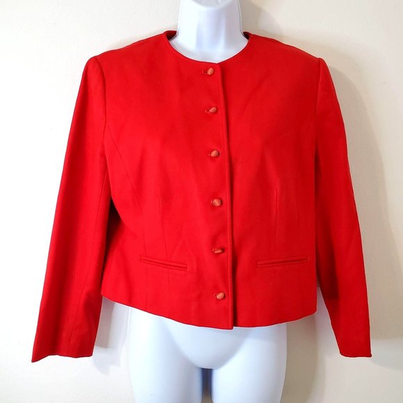 Vintage Pendleton Wool Women's Red Sweater Blazer - Picture 1 of 6